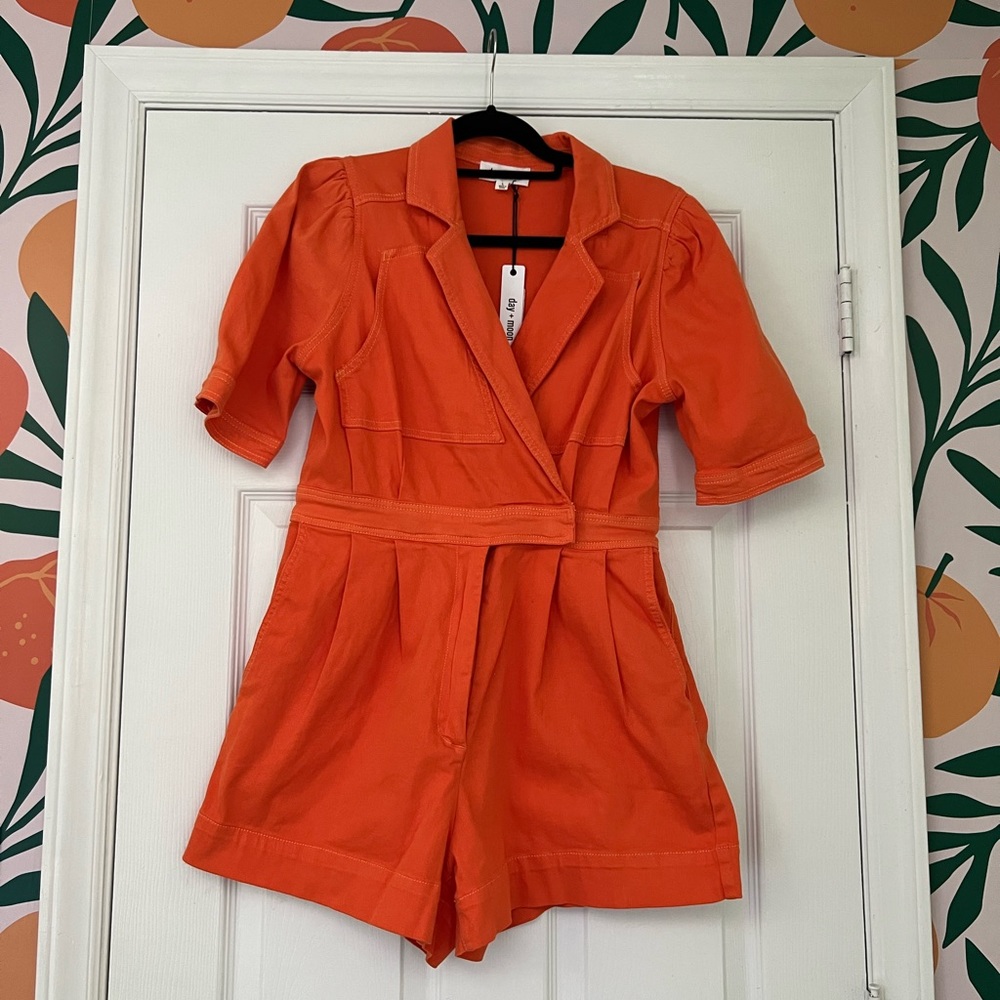 Day & Moon | Orange coverall romper